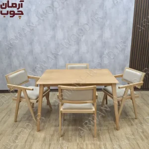 میز غذا خوری ۴ نفره چوب راش مدل کرولا و سپهر