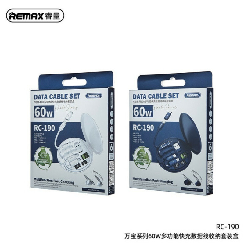 کابل تبدیل USB/USB-C به microUSB / لایتنینگ / USB-C ریمکس مدل RC_190 طول 0.29 متر به همراه سوزن سیم کارت