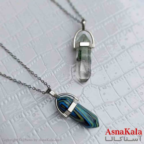 گردنبند زنانه استیل  مدل سنگ منشور کد GNB161389W