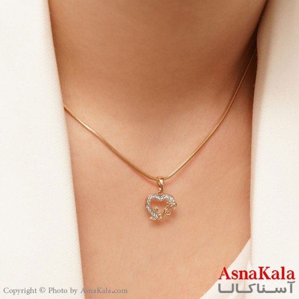 آویز گردنبند زنانه ژوپینگ مدل قلب و گل رز کد GNB1655W -اسنا کالا