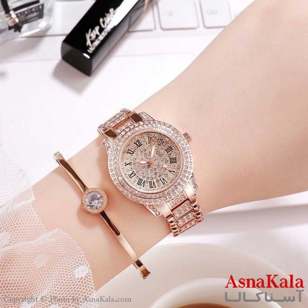 ساعت مچی عقربه ای زنانه جنوا تمام سنگ  GENEVA FULL STONE WATCH WOMEN کد WTCH1118W