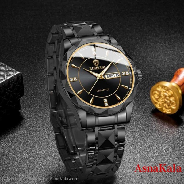 ساعت مچی عقربه ای مردانه بین باند قاب الماسی،دارای روزشمار،ضدآب کد WTCH1163W