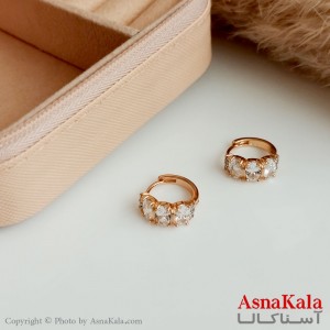 گوشواره حلقه ای ژوپینگ زنانه طلایی مدل نگیندار کد GSH15431W