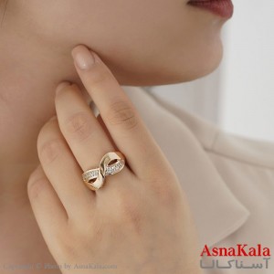 انگشتر زنانه ژوپینگ اصلی با آبکاری طلا مدل بینهایت نگیندار کد ANG19323W