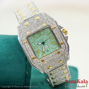 ساعت کارتیر زنانه فول نگین صفحه مربع کیفیت عالی و ضدآب کد WTCH11127W