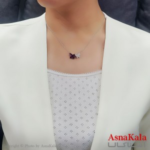 گردنبند زنانه سواروسکی اورجینال دو پروانه با کارت گارانتی و جعبه سواروفسکی کد GNB16698W