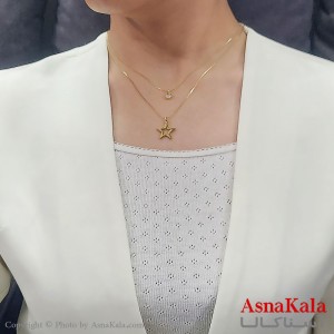 گردنبند زنانه دولاین ترند استیل ستاره و تک نگین کد GNB16724W