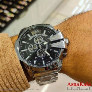 ساعت مچی عقربه ای مردانه دیزل شاخدار با 3موتورفعال و روزشمار کد WTCH11166W
