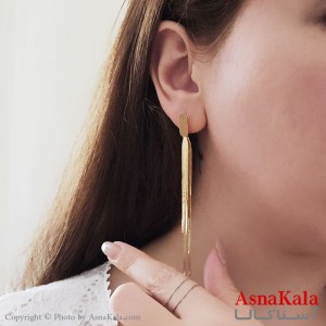گوشواره آویز مجلسی جواهری ماری شیک استیل طلایی کد GSH15537W