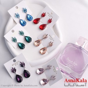 گوشواره آویز زنانه مدل اشک تاجی استیل 316 کد GSH15585W