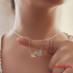 گردنبند زنانه سواروسکی مدل پروانه رنگی با کارت گارانتی و جعبه سواروفسکی کد GNB16866W