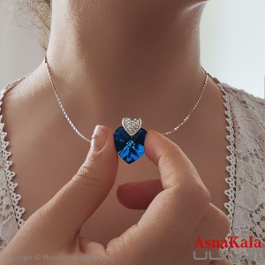 گردنبند زنانه سواروسکی مدل قلب دریایی با کارت گارانتی و جعبه سواروفسکی کد GNB16879W