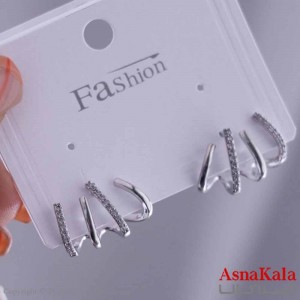 گوشواره ایرکاف مدل چنگکی نگینی استیل 316 کد GSH15642W