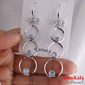 گوشواره آویزی دخترانه مینیمال مدل حلقه نقره ای استیل 316 کد GSH15674W