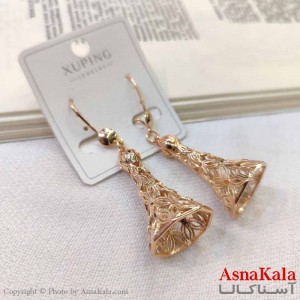 گوشواره آویزی زنانه مدل شیپوری طلایی ژوپینگ  کد GSH15687W