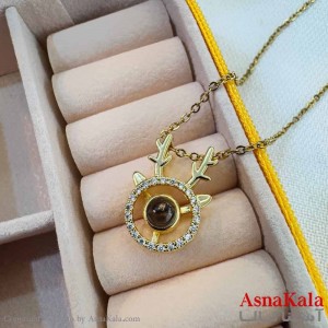 گردنبند تلسکوپی دوستت دارم به صد زبان دنیا طرح گوزن کد GNB16996W