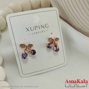 گوشواره میخی زنانه مدل گیلاس آبی  ژوپینگ کد GSH15784W