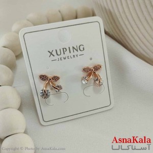 گوشواره میخی زنانه مدل گیلاس  نگینی ژوپینگ کد GSH15786W