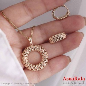 نیم ست زنانه ژوپینگ مدل گل شامل گوشواره و گردنبند و دستبند و انگشتر  کد NIM14637W