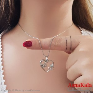 گردنبند ژوپینگ مینیمال دخترانه مدل قلب نقره ای کد GNB161078W
