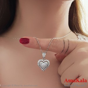 گردنبند ژوپینگ مینیمال دخترانه مدل قلب فول نگین کد GNB161083W
