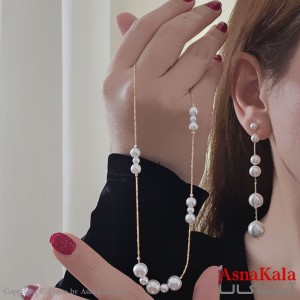 نیم ست زنانه ژوپینگ مدل مرواریدی شامل گوشواره و گردنبند کد NIM14655W
