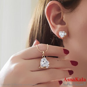 نیم ست زنانه ژوپینگ مدل قلب سفید شامل گوشواره و گردنبند کد NIM14662W