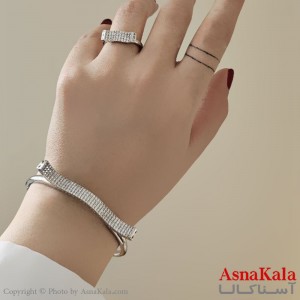 نیم ست زنانه ژوپینگ مدل هلالی فول نگین شامل انگشتر و دستبند کد NIM14666W