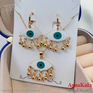 نیم ست زنانه شامل گردنبند و گوشواره YSX مدل چشم زخم کد NIM14675W