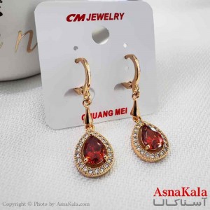 گوشواره آویزی استیل دخترانه مدل یاقوت برند cm کد GSH15915W