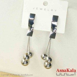 گوشواره استیل مینیمال زنانه مدل آویز گوی نقره ای  کد GSH151085W