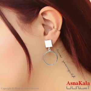 گوشواره استیل مینیمال زنانه مدل حلقه ای نقره ای کد GSH151160W