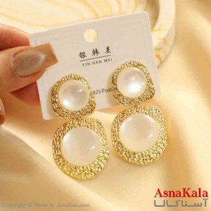 گوشواره استیل مینیمال زنانه مدل گرد مرواریدی کد GSH151180W