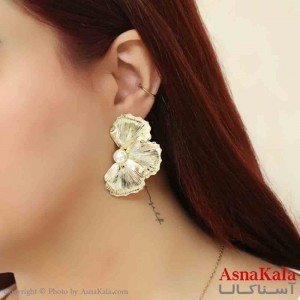 گوشواره استیل مینیمال زنانه مدل گل طلایی کد GSH151183W