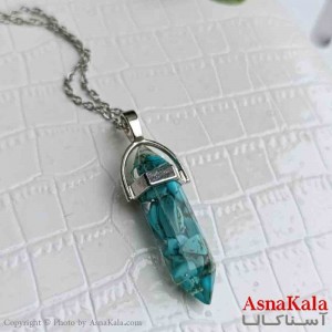 گردنبند زنانه استیل مدل سنگ منشور کد GNB161387W