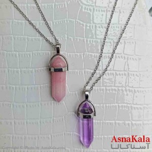 گردنبند زنانه استیل  مدل سنگ منشور کد GNB161388W