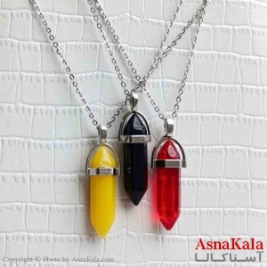 گردنبند زنانه استیل  مدل سنگ منشور رنگی  کد GNB161391W