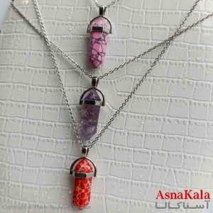 گردنبند زنانه استیل  مدل سنگ منشور رنگی  کد GNB161392W