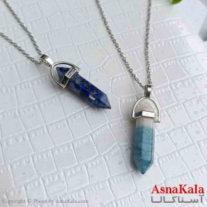گردنبند زنانه استیل  مدل سنگ منشور آبی  کد GNB161393W
