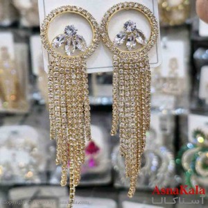 گوشواره استیل شیک دخترانه مدل فول نگین کد GSH151340W