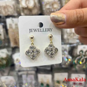 گوشواره استیل شیک دخترانه مدل آویز گل نگینی  کد GSH151349W