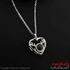 گردنبند تلسکوپی دوستت دارم به صد زبان دنیا طرح قلب کدGNB161581W