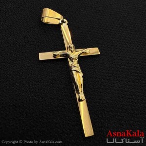 آویز گردنبند مردانه طرح صلیب طلایی مسیح کد GNB161610W