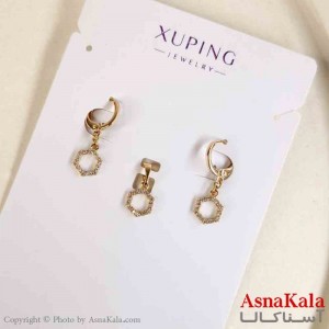نیم ست زنانه ژوپینگ مدل چند ضلعی شامل گوشواره و گردنبند کد NIM14792W