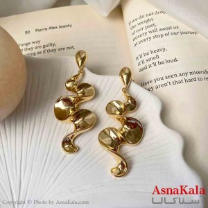 گوشواره  استیل مینیمال زنانه مدل موج آینه ای میخ نقره با آبکاری درجه یک کد GSH151610W