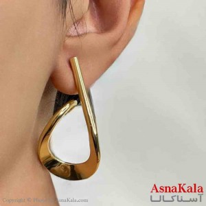 گوشواره دخترانه مینیمال طرح منحنی فشن رنگ طلایی کد GSH151749W