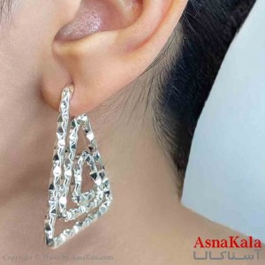 گوشواره دخترانه مینیمال طرح مثلث فشن رنگ نقره ای کد GSH151769W