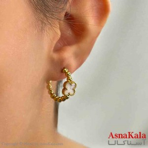 گوشواره دخترانه مینیمال طرح ونکلیف نگین سفیدفشن رنگ طلایی کد GSH151813W