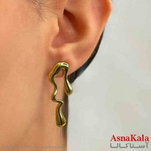 گوشواره دخترانه مینیمال طرح پیچ مدرن فشن رنگ طلایی کد GSH151822W