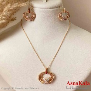 نیم ست زنانه ژوپینگ مدل ضربدر نگیندار شامل گوشواره و آویز رنگ طلایی کد NIM14959W